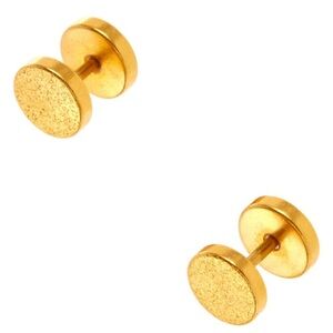 Claire’s 18G Gold Textured‎ Faux Ear Plugs NIP